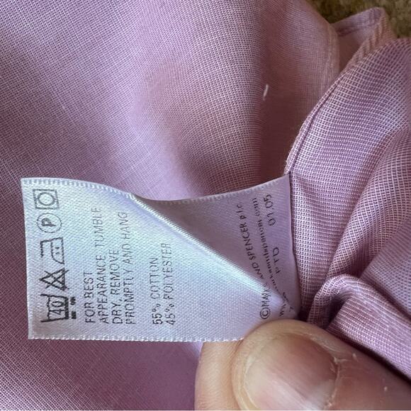 Marks & Spencer Non Iron Cotton Pink Button Down - 17.5" - Picture 8 of 9